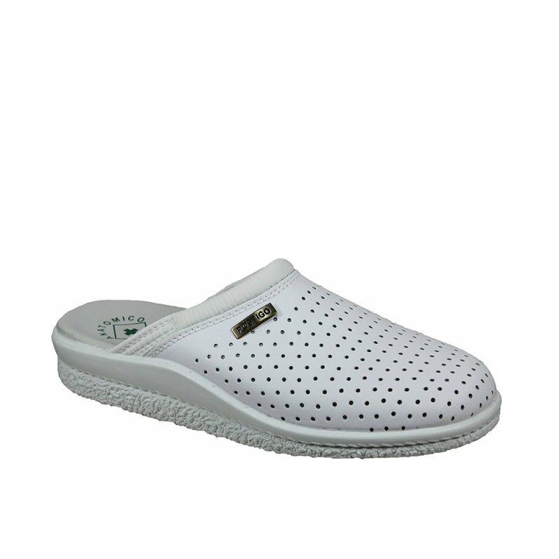 Zuecos postigo unisex anatómico de piel blanco picado